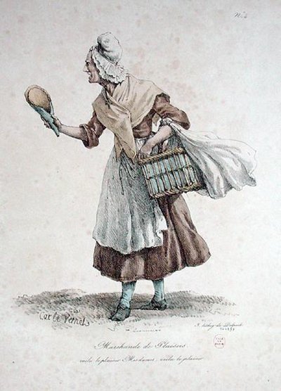 Konditorselgeren, nummer 4 fra The Cries of Paris-serien, gravert av Francois Seraphin Delpech (1778-1825) av Antoine Charles Horace Vernet