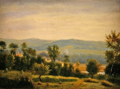 Morgenlandskap (olje på panel) av Antoine Chintreuil