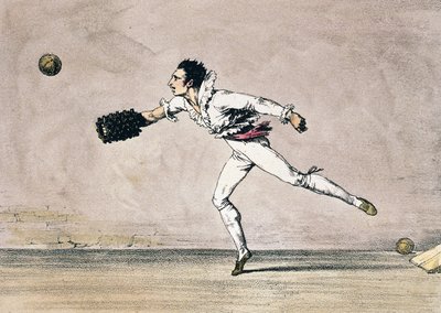 Ballspillet, av Antoine Jean-Baptiste Thomas (1791-1834), fargelitografi fra Ett år i Roma og omegn av Antoine Jean-Baptiste Thomas