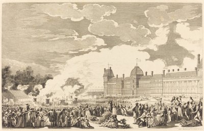 Begravelsespumpen til ære for martyrene på 10. dag i Nasjonalhagen av Antoine Jean Duclos after Charles Monnet