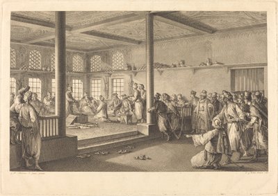 Mottak av Choiseul-Gouffier på Hassan-Tchousch-Oglou av Antoine Jean Duclos after Jean Michel Moreau