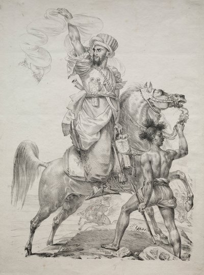 A Mameluke Chief on Horseback Signaling for Help, 1817. av Antoine Jean Gros