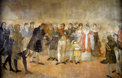 Keiser Napoleon I besøker Salon du Louvre og deler ut til kunstnere korsene til Legion d