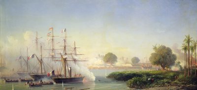 Storming av citadellet i Saigon av viseadmiral Rigault de Genouilly, 17. februar av Antoine Leon Morel Fatio