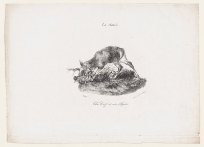 En hjort og en gaupe, 1834. av Antoine Louis Barye
