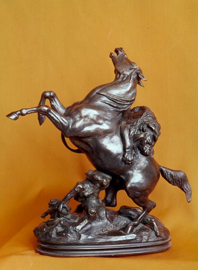 Lion Attacking a Horse Bronseskulptur av Antoine Louis Barye (1795-1875) 1800-tallet. Paris, Louvre-museet av Antoine Louis Barye