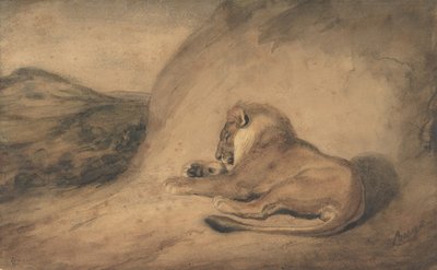 Løven hviler, 1810-75. av Antoine Louis Barye