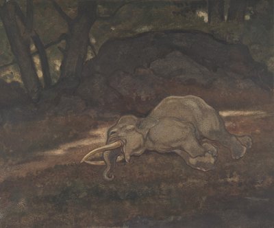 Sovende elefant, 1810-75. av Antoine Louis Barye