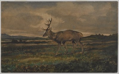 Stag Walking (wc på papir) av Antoine Louis Barye