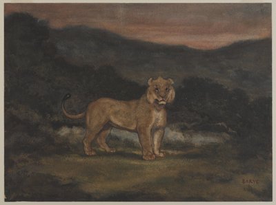 Stående løvinne (wc på papir) av Antoine Louis Barye