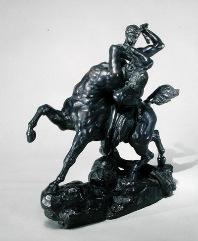 Theseus som bekjemper Centaur Bienor (bronse) (sett forfra) av Antoine Louis Barye