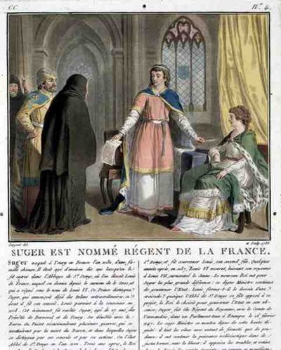Abbed Suger (1082-1152) er navngitt som regent av Frankrike, 1788 av Antoine Louis Francois Sergent-Marceau