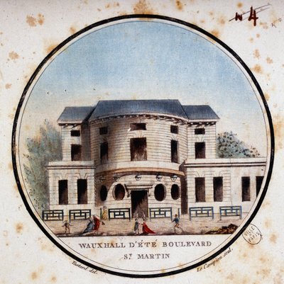 Halle aux calves, boulevard Saint Martin. I prittoresque utsikt over hovedbygningene i Paris av sersjant av Antoine Louis Francois Sergent Marceau
