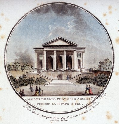 House of Monsieur le Chevalier, arkitekt, Paris. I pristoresk utsikt over hovedbygningene i Paris av sersjant av Antoine Louis Francois Sergent-Marceau
