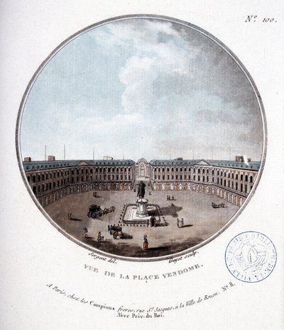 Utsikt over Place Vendôme - i "" Pittoresk utsikt over hovedbygningene i Paris"" av sersjant av Antoine Louis Francois Sergent Marceau