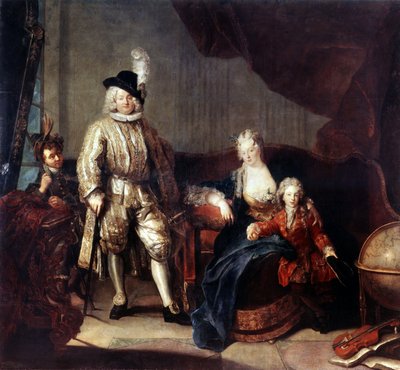Portrett av baron von Erlach med familien. Maleri av Antoine Pesne (1683-1757), ca 1710. Olje på lerret. Kunst i tysk barokkstil. Eremitasjemuseet, St. Petersburg av Antoine Pesne