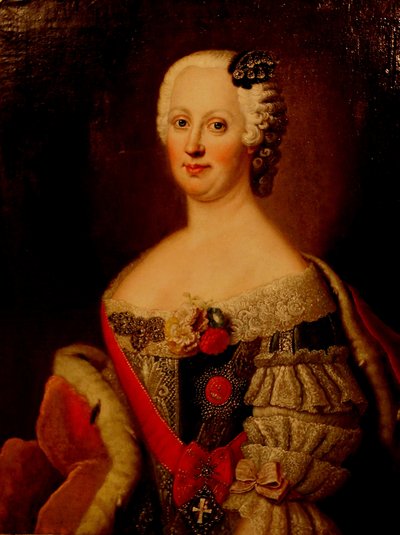 Portrett av Johanna-Elizabeth, kurfyrste av Anhalt-Zerbst 1712-1760, mor til Katarina II, 1740-tallet av Antoine Pesne
