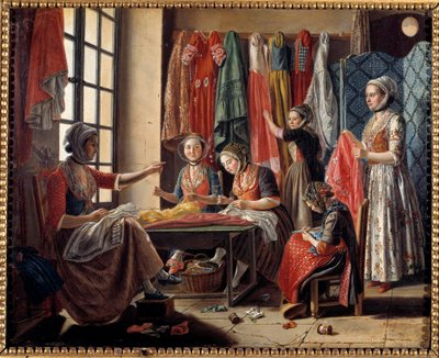 Et syverksted i Arles i 1760 Maleri av Antoine Raspal (1738-1811) 1760 Arles, Musee Reattu av Antoine Raspal