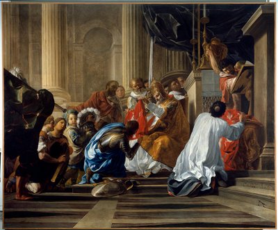 Første korstog: "" Raymond IV av Toulouse, dit Raymond de Saint Gilles, greve av Toulouse og Tripoli (Raymond I) (1042-1105) tar korset"" Maleri av Antoine Rivalz (1667-1735) Toulouse. Musée des Augustins av Antoine Rivalz