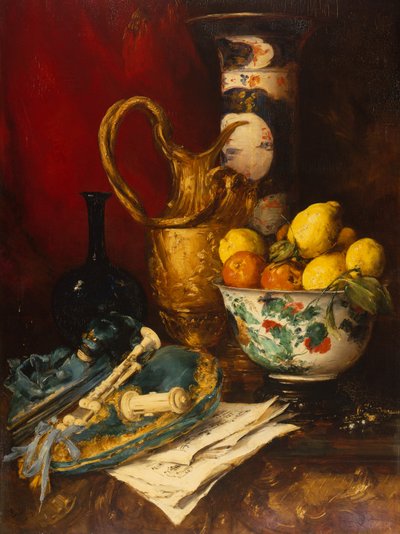 Et stilleben (olje på panel) av Antoine Vollon