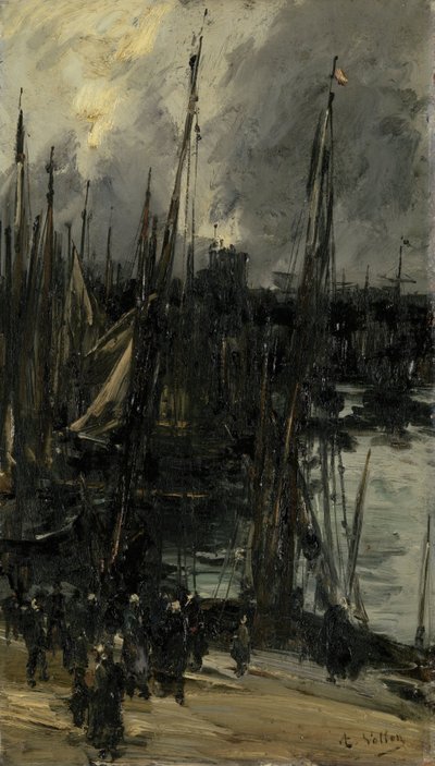 Havneutsikt i Dunkerque (eller Dieppe?) av Antoine Vollon