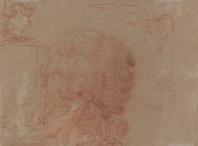 Figurskisser og en kopi etter et skulpturert hode [verso] av Antoine Watteau