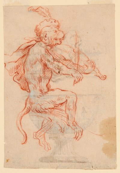 Monkey spiller fiolin av Antoine Watteau