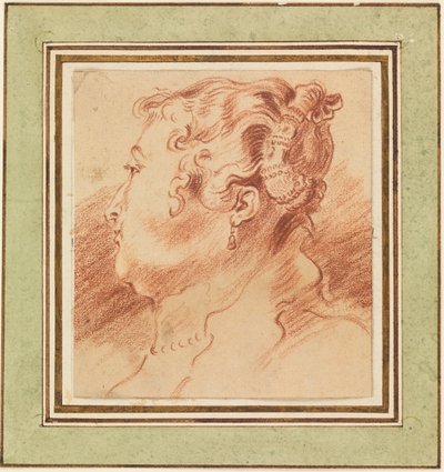 Studie av kvinnens hode av Antoine Watteau