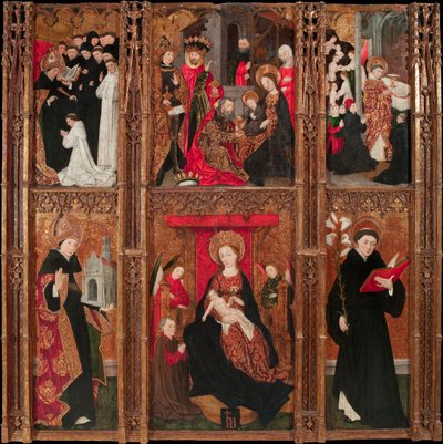 Retable de la vierge, saint Augustin et saint Nicolas de Tolentino - Jomfruens altertavle, Saint Augustine og Saint Nicholas of Tolentino - Antoine de Lonhy (1446-1490) Tempera og olje på tre 1462 Museu Nacional d'Art de Catalunya, Barcelona 205 ,5x20 av Antoine de Lonhy