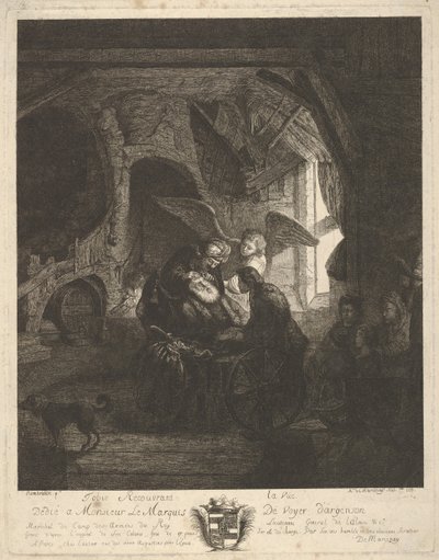Tobias returnerer synet til sin far, 1755. av Antoine de Marcenay Ghuy