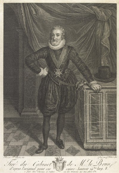 Halvlengde portrett av Henri IV (grafitt på papir) av Antoine de Marcenay de Ghuy