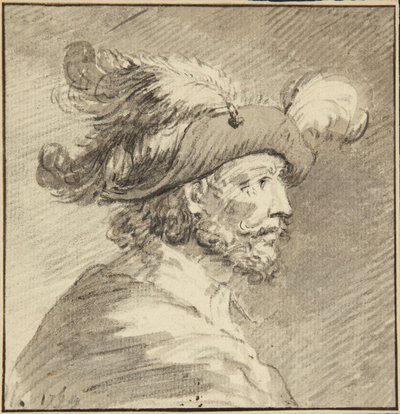 Profil av en mann med fjærprydet hatt av Antoine de Marcenay de Ghuy
