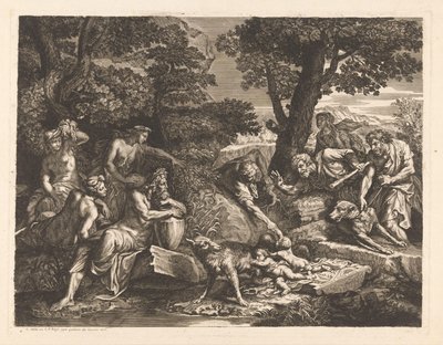 Romulus og Remus funnet av gjetere av Antoinette Bouzonnet