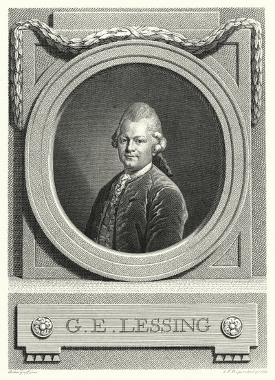 Gotthold Ephraim Lessing, tysk opplysningstid; filosof, forfatter og dramatiker (gravering) av Anton (after) Graff