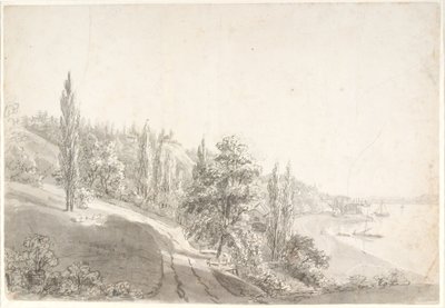 Landskap med by ved Elben av Anton Carl Dusch