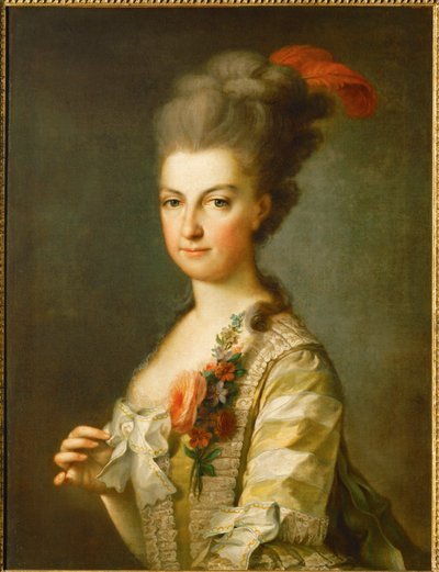 Erkehertuginne Marie-Christine i en stripete silkekjole (maleri på lerret) av Anton Graff