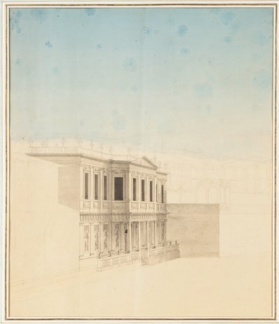 Utsikt over Sultan Hadige-paviljongen ved Defterdar Bournou av Anton Ignaz Melling