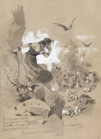 Illustrasjon til diktet Dødens engel av M. Lermontov, 1898 av Anton Ivanovich Kandaurov
