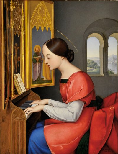 Den hellige Cecilia av Roma spiller orgel - Maleri av Anton Josef Drager (Joseph Anton Draeger) (1794-1833) av Anton Josef Dräger