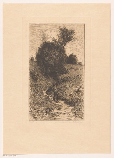 Kvinne på en sunket vei av Anton L. Koster (signed by artist)