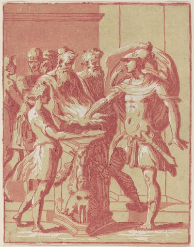 Mucius Scaevola legger hånden i en ild av Anton Maria Zanetti I after Parmigianino