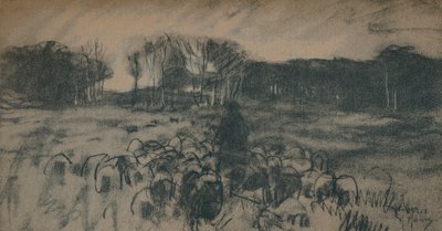 En skisse av en hyrde og flokken hans, 1800-tallet av Anton Mauve