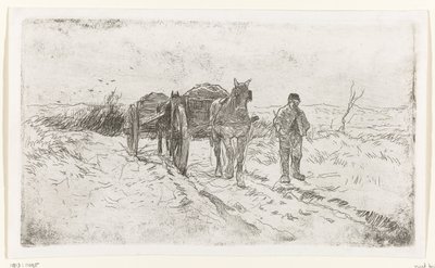 Bonde ved siden av to hestevogner av Anton Mauve