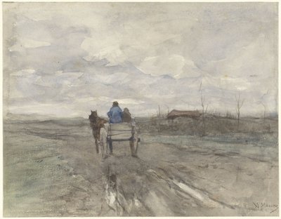 Gårdsvogn på landevei av Anton Mauve