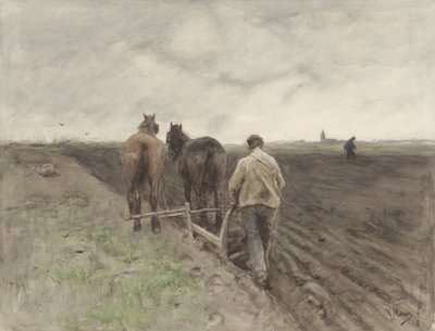 Bonde bak Plogen av Anton Mauve