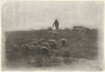 Hyrde med saueflokk av Anton Mauve