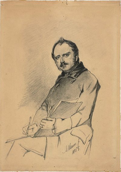 Portrett av en mann som skriver av Anton Mauve