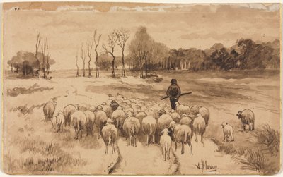 Hyrde med flokken hans av Anton Mauve