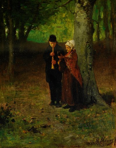 Vandrende musikere (olje på tre) av Anton Mauve