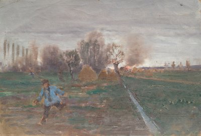 Landskap med en brennende husmannsplass av Anton Nowak
